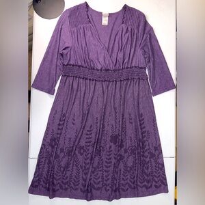 Just My Size JMS Purple Floral Dress t-shirt material